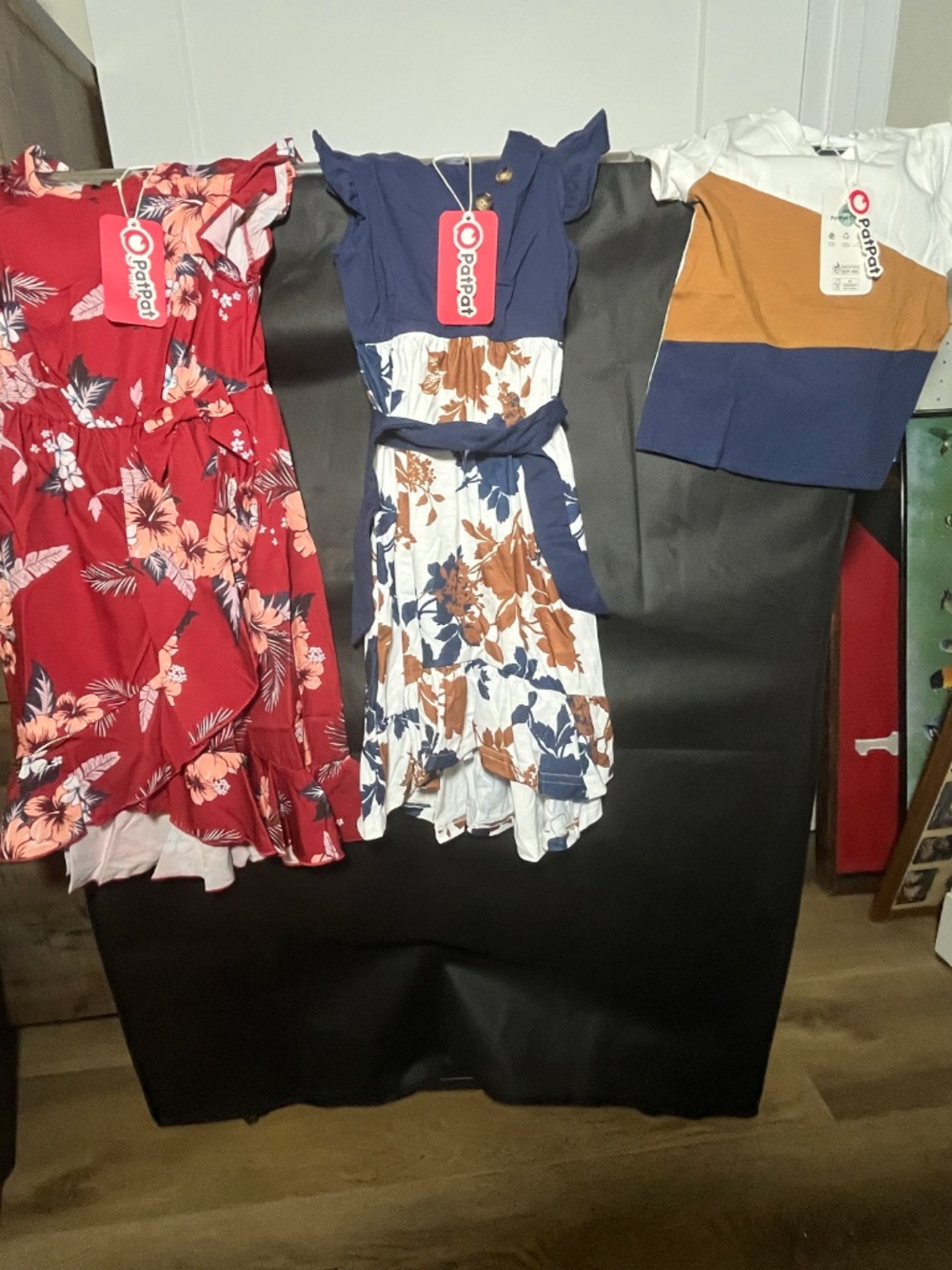 PatPat royal blue and a wine red dress as well as a toddler boys shirt. All NWT.